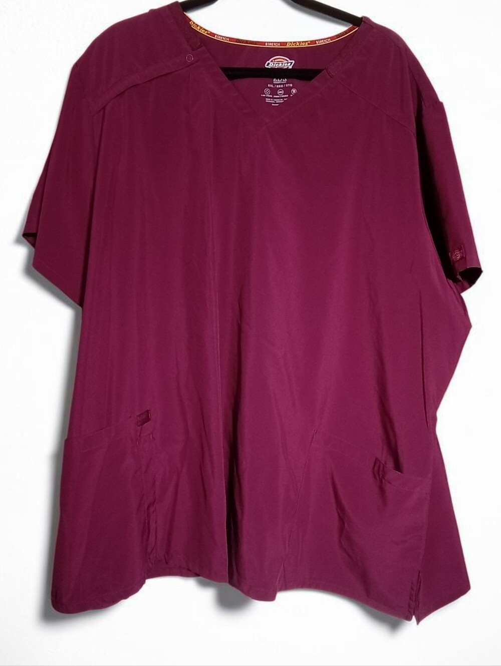 Womens Dickies Scrub Top In Wine.